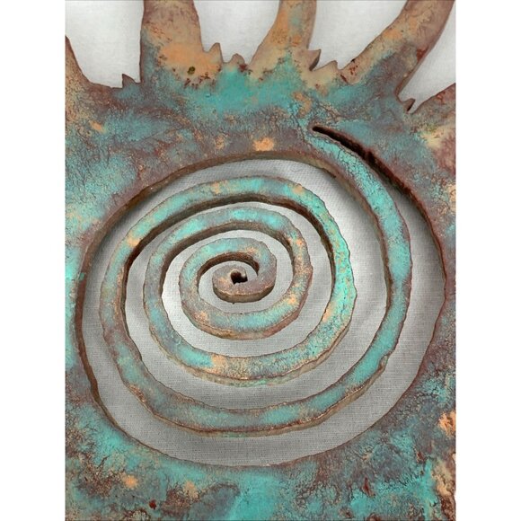 Spiral Sun Metal Wall Art Southwestern Desert Decor Brutalist 12.5" Handcrafted - Picture 2 of 10